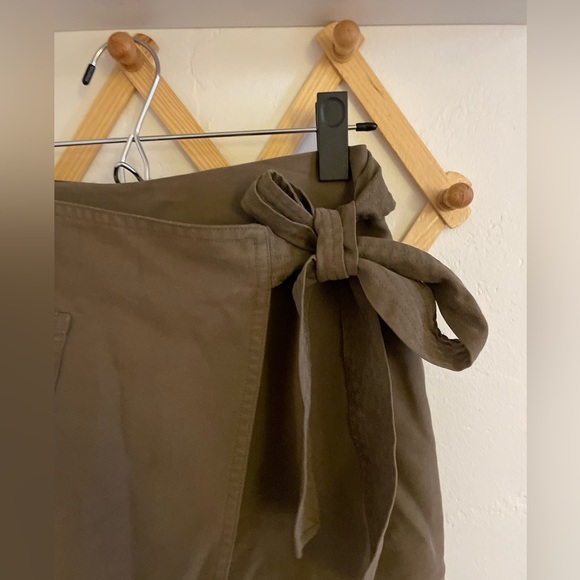 Anthropologie Skirt Women's S Ro and De Olive Green Asymmetrical Wrap Pencil - Picture 5 of 8